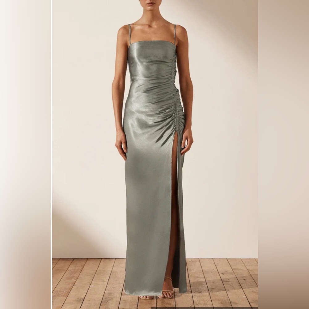 Shona Joy La Lune Ruched Dress in Sage - Never Used